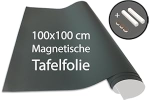 Cuadros Lifestyle Tafelfolie 100x100 cm | Magnetische und Selbstklebende Vinyl- Kreidefolie | Magnettafel | Magnetfolie | inkl. Kreide + Neodym-Magnete | Grau