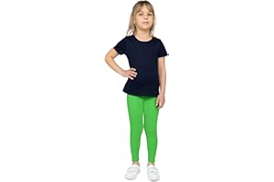 looksy Leggings per Ragazze Tessuto di Cotone Traspirante Lunghezza alla Caviglia Colori Classici Vivaci Tinta Unita Abbigliamento Sportivo per Bambini Taglie per la Danza Scolastica 3-13 Anni