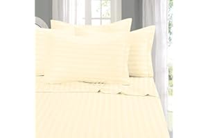 Elegant Comfort Stripe Bed Sheets Arkusze, Ivory-Cream, Podwójne małżeństwo