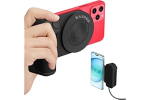 HAFOKO Magnetyczny Aparat do Smartfona z Uchwytem Magnetycznym i Bezprzewodowym ładowaniem 10W z Pilotem Bluetooth Kompatybilny z iPhonem i Wszystkimi Telefonami