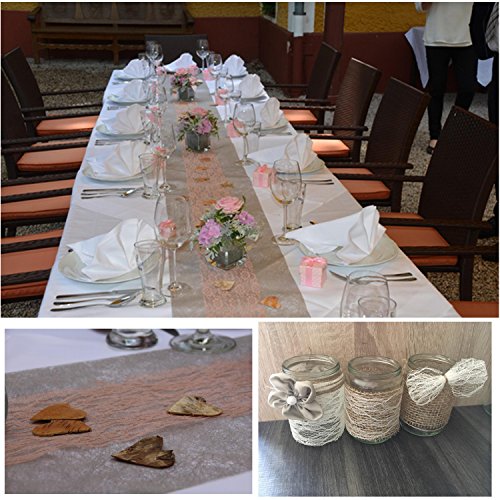 PsmGoods® Weinlese-Spitze-Tabellen-Läufer-Stuhl-Schärpe für Hochzeits-Festival Ereignis Tischdekoration 15cm * 22m - 6
