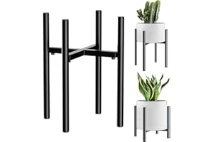 DeJivsin Support Plantes Interieur, Réglable 24-36 cm, Noir Porte Métal, Universel Support pour plantes pour l'intérieur et l'extérieur, adapté aux pots de fleurs de 20 à 30 cm