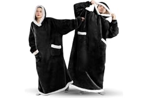 DOUUCO Sherpa bluza z kapturem oversize, miękka, przytulna, ciepła, ogromna bluza z kapturem, koc z rękawami, super miękki i wygodny, sweter bożonarodzeniowy, odpowiedni dla dorosłych, mężczyzn i kobiet