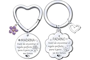 YJYJZX 2ps regalo padrinos bautizo llavero llavero padrino y madrina regalo llavero del padrino madrina idea regalo día de pascua bautismo mejor padrino madrina