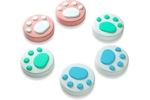 HEATFUN Soft Silicone Switch Thumb Grip Caps - Joystick Caps Compatible with Switch Joy Cons - Pink and White (6PCS)