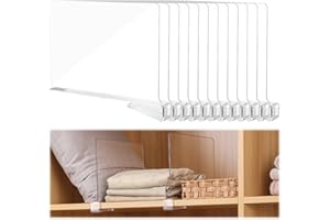 LQGTQO 12 Stück Transparente Acryl regaltrenner, Kleideraufbewahrung Organisation, Regalteiler, Regal für Kleiderschrank ohne Bohrungen, Regaltrenner Kleiderschrank, Für Schlafzimmer Küche Kleiderschrank
