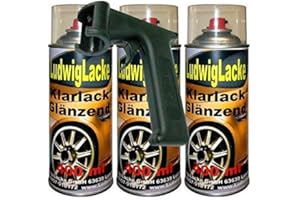 ‎LUDWIG LACKE Ludwig Lacke Klarlack glänzend Spraydose 3 x 400ml Plus Haltegriff