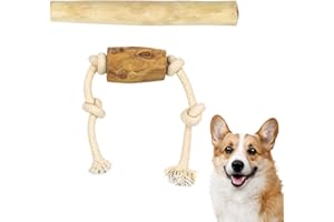 Reyshin Holz-Kaustab für Hunde, 2 Stück Kauspielzeug Natürliches Hundespielzeug Kauwurzel für Zahnpflege & Kaumuskel Training von Welpen (S - Für Hunde bis 10kg)