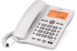 ‎SPC SPC Office ID 2 - Festnetztelefon mit beleuchtetem Display, 4 Direktspeichern und 10 indirekten Speichern, 2 Ruftonstufen, Anrufer-ID, Lichtsignal, Freisprechfunktion, Tisch- oder Wandmontage – Weiß