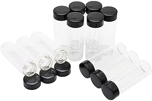 Rowiz 30ml 1.01Oz Clear Glass Vials with Screw Caps, Mini Empty Glass Bottles Liquid Sampling Glass Bottles Screwcap Sample Vials, Pack of 12