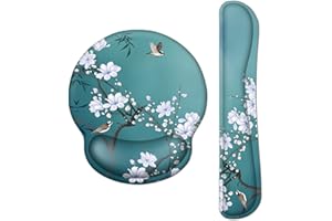 Tapis de souris AOKSUNOVA avec coussinet en gel Tapis de souris avec repose-mains Repose-poignets Clavier Fleur