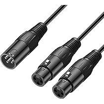 Tisino XLR Kabel divisor en Y, doble hembra XLR en macho XLR Mic Combiner Y Cord Balanced Microfoon Adapter Patch Kabel (2 hembra a 1 macho), 1,5m