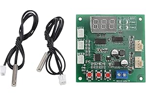 FILFEEL DC8-60V 2 Channel PWM 4-Wire Fan Temperature Controller Speed Governor Display Module, PWM Driver Module Internal Fans Components for PC Fan/Alarm