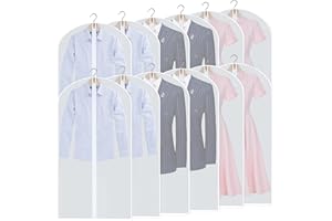OWELTH 12pcs Housses de Vêtements, 60×100cm Transparents Housse Vetements à Suspendre avce Zip, Housse Costume, Protection des Vêtements pour Manteau, Robes, Chemises