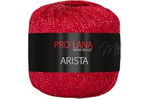 Frida's Wollhaus Pro Lana Arista Fil à crochet 25 g - À effet pailleté - Fil lurex doux - 12 couleurs (318, rouge)