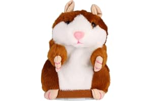 NUOBESTY Parler Hamster Toy Répète Ce Que Vous Dites Enregistrement Sonore Électronique en Peluche Mimicry Hamster Souris Enfants Peluche Animal Cadeau Cadeau (Brun Clair)