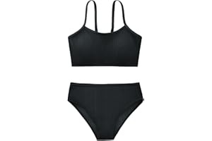 URMAGIC Mädchen 2 Stück Badeanzug Solid Spaghetti Strap Bikini Sets Strand Badeanzug Bademode für Teenager Kinder