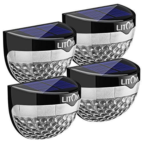Litom Solar Fence Lights Solar Lights Garden Outdoor Solar Security Lights, Solar Wall Lights