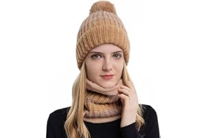 Adicloz Cappello e Sciarpa Donna Invernale, Cappello Donna Invernale Pon Pon, Foulard Caldo Pile, Set di Accessori Invernali in Lana Calda a Doppio Strato per Donna Regalo