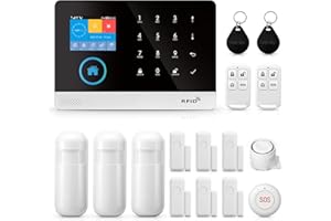 LWOHSI Sistema di allarme wireless fai da te per la sicurezza domestica intelligente con rilevatore di movimento, notifiche con app, sensore porta/finestra, sirena, compatibile con Alexa, senza costi mensili