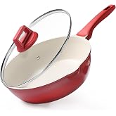GiPP Nonstick Deep Fryer, Frying Pan with White Granite Lid, 4.3L/4.5Qt, Face Down Keeps Hands Cool and Non-Stick, Nontoxic C