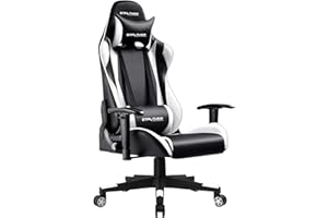 ‎GTPLAYER GTPLAYER Gaming Stuhl Bürostuhl Zocker Gamer Ergonomischer Stuhl Einstellbare Armlehne Einteiliger Stahlrahmen Einstellbarer Neigungswinkel weiß