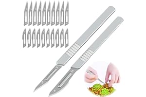 XiXiRan Cuchillo de Injerto, Cuchillo Jardineria Acero Inoxidable, Cuchillo Poda, Bisturí Manualidades, Cuchillo de Jardinería, Cutter Mini Cuchillo de Trinchar Jardin, Incluyendo 20 Cuchillas
