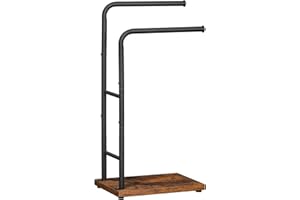 ‎HOOBRO HOOBRO Handtuchhalter Stehend, Badetuchhalter mit 2 Stangen, Handtuchständer freistehend, 40 x 24 x 80 cm, für Badetücher, Kleidung oder Zeitungen, Dunkelbraun-Schwarz EBF24LB01G1