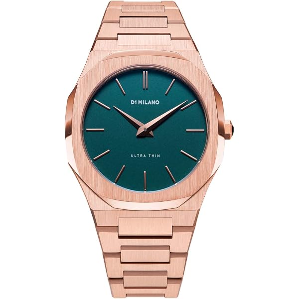 Reloj De Mujer D1 Milano Ultra Thin - Esfera Amarilla, Caja Dorada 36 Mm, Correa De Piel, Resistente Al Agua 5ATM