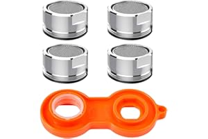 4 Pcs Mousseur Robinet Economie Eau, Aérateur de Robinet Accessoires M24 Filtre de Robinet avec Joint d'Etanchéité et Clé d'Aérateur pour Cuisine et Salle de Bain