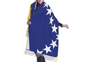 Yefan Bosniens och Hercegovinas flagga vinterhalsduk, mjuka tofsar, varm damsjal.
