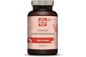 ‎KALA HEALTH Kala Health Vitamin E 1000 IE Ultra Tocopherol 450mg Vitamin E Vegan – alle 4 Tocopherole – Alpha Tocopherol + Beta Tocopherol + Gamma Tocopherol + Delta Tocopherol – Einzigartiges d Alpha Tocopherol