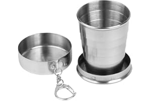 MAGIDEAL Générique Gobelet pliable en acier inoxydable avec mousqueton pour voyage, camping, randonnée - À placer sur votre ceinture, sac à dos ou veste