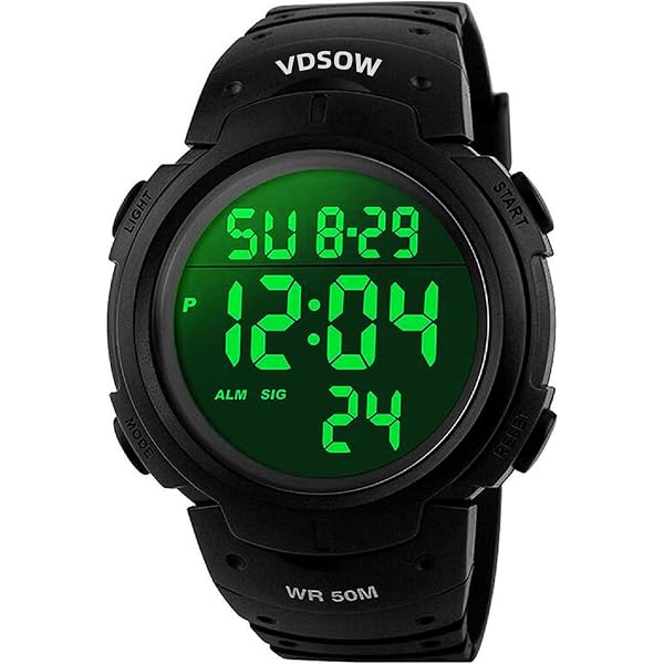 JewelryWe Orologio Sportivo Digitale Uomo – Silicone, 5 ATM, Sveglia Cronometro Retroilluminazione, Regalo Con Borsa