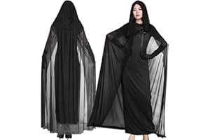 EPOKUS Karnawał Wykonywanie kostiumów wampirów dla dorosłych, peleryna z kapturem, kostium damski duchów, duch panna młoda zła królowa długa sukienka horroru na karnawał, kostiumy sceniczne, imprezy