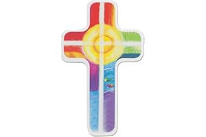 ‎BUTZON & BERCKER Kinderkreuz Holz und Fische - Holzkreuz fürs Kinderzimmer, weiß lackiert und bunt bedruckt, Größe 11 x 18 cm