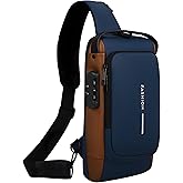 TS WITH TECHSUN Waterproof Polyester Slim Unisex Crossbody Sling Bag Chest Backpack Men's Shoulder Bag, Leisure Travel Handba