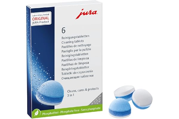 Jura Jura 24225 Rengöringstabletter, Flerfärgad, 6 stycken | 3-faser: Rengöring vård + skydd - TÜV-certifierad hygien - för underhållsfri bryggenhet - 6 rengöringar