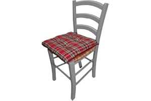 Russo Tessuti Set 6 Cuscini Coprisedia Laccetti Imbottiti Sedie Cucina Scozzese Natale Rosso-Variante 3