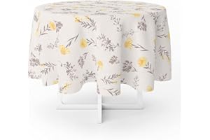 ORYX Mantel Hule Redondo Flores Amarillas Impermeable Antimanchas PVC Ø140 cm. Uso Interior y Exterior