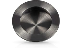 Gedotec Poignée Ronde de Porte Coulissante | Poignée de Meuble Vintage en Acier Inoxydable Brossé Mat | Pour Usage Interieur & Extérieur sur Armoire, Placard et Tiroir | Ø 50 mm | 1 Pièce