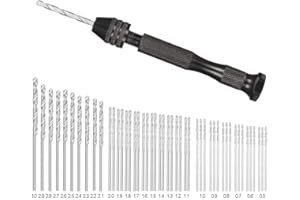 rainday 49 Pcs Pin Vise for Resin Casting Molds Set, Precision Pin Vise Hobby Drill with Model Twist Hand Drill Bits for Epoxy Resin Arts Crafts Wood Clay DIY Resin Keychain Jewelry Making