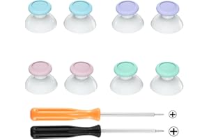 eXtremeRate Replacement 3D Joystick Thumbsticks, Analog Thumb Sticks w/ PH00 Screwdriver for Nintendo Switch Pro Controller - Cherry Blossoms Pink & Mint Green & Heaven Blue & Light Violet