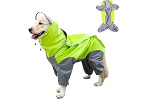 Auflosung Chien Manteau Imperméable Chien À Capuche,Veste De Pluie Légère pour Animaux De Compagnie Poncho De Pluie pour Chien Réglable Étanche Pet Chien À Capuche Imperméable Chien Manteau