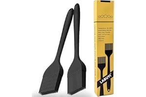 LABUYI 2 Pièces 21 cm Pinceau Cuisine,Pinceau Patisserie,Pinceau Cuisine Silicone,Pinceau de Cuisine,Pinceau Alimentaire,Résistant à la Chaleur,pour Cuisiner,Barbecue,Gâteaux,Cuisson