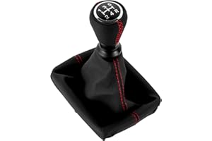 DOMENICA 5 Velocidades Pomo Palanca de Cambios Cuero con Funda Compatible de Peugeot 206 406 (Rojo)