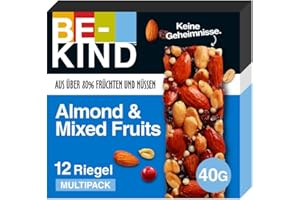 ‎BE-KIND BE-KIND Riegel, glutenfreie Snack-Riegel, Almond & Mixed Fruits, hoher Ballaststoffgehalt, ohne künstliche Farb-, Aroma- oder Konservierungsstoffe, 12 x 40g