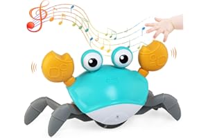 Ballery Giocattolo di Granchio Che Striscia per Bambini, Giochi Musicali Bambini 1 Anno con Musica e luci, Granchio Che Cammina Neonato, Granchio Strisciante con Rilevamento Automatico (Verde)