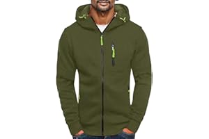 ZYPAINIY Sudadera con Capucha Decorada con Cremallera y Suéter de Color Sólido Slim Fit para Hombre Chaqueta Sudadera Casual con Capucha y Cremallera Elegante para Hombre