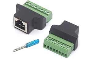 HTGuoji Ethernet RJ45 femmina a 8 pin connettore terminale a vite Cat7 Cat6 Cat5e cavo convertitore CCTV digitale DVR adattatore di rete in linea (RJ45 femmina 2 pezzi)